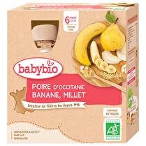 BABYBIO Gourde poire banane millet 6 mois x 4