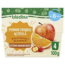 BLÉDINA Coupelle fruits pomme orange acerola dès 6 mois x 4