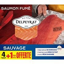 DELPEYRAT Le saumon fumé Pêché en Alaska - 4 tranches minimum + 1 offerte soit 130 g