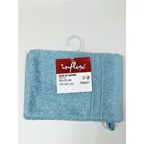 Influx, Gants de toilette 15x21cm, 100% coton 500 gr/m², 15x21cm, coloris bleu clair - x 2