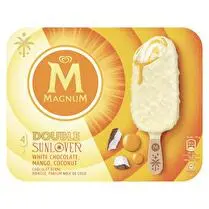 Magnum, Bâtonnet double sunlover chocolat blanc, mangue, noix de coco