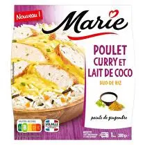 Marie, Plat cuisiné poulet curry et lait de coco