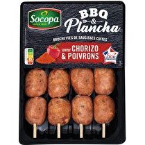 SOCOPA Brochettes de mini saucisses chorizo et poivrons x 4