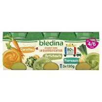 Blédina, Pots carottes artichauts poireaux dès 4 6 mois x 3