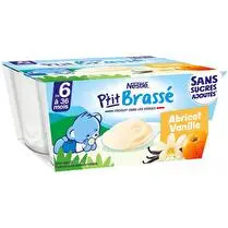 Nestlé, P tit brassé abricot vanille sans sucres ajoutés dès 6 mois