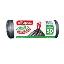Alfapac, Sacs poubelle liens coulissants ultra-résistants 50lx10