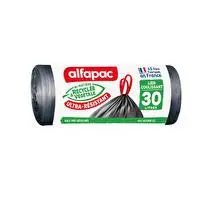Alfapac, Sacs poubelle liens coulissants ultra-résistant 30lx15