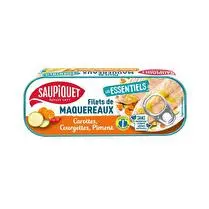 Saupiquet, Les essentiels filets de maquereaux carottes courgettes et piment 1/4