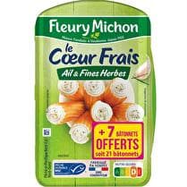 FLEURY MICHON Bâtonnets de surimi Le coeur frais fromage ail et fines herbes - x 14 bâtonnets + 7 offerts soit 336 g
