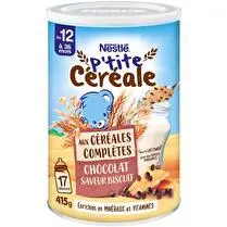 Nestlé, P'tite céréale complètes chocolat au lait saveur biscuit dès 12 mois