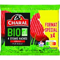 CHARAL Steak haché bio - x 4 soit 400 g