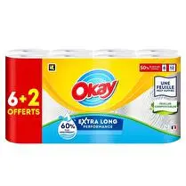 Okay, Essuie tout Extra long - 6 rouleaux + 2 offerts