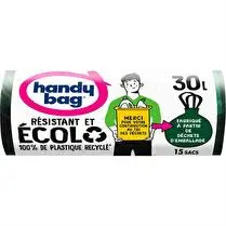 Handy bag, Sacs poubelle poignée 95 % recyclé ecolo 30l x15