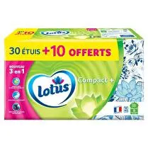 Lotus, Mouchoirs  Compact plus blanc  - 30 + 10 offerts