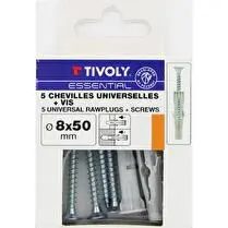 TIVOLY, Cheville multimat ø8 + vis x5