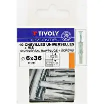 TIVOLY, Cheville multimat ø6 + vis x10