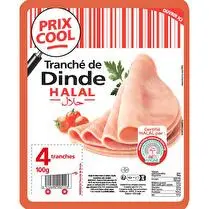 Prix cool, Tranches de dinde x4 tranches Halal