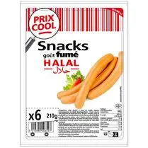 Prix cool, Knacks goût fumé 6x35g Halal