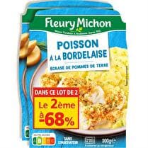 FLEURY MICHON Plats cuisinés  Poisson à la bordelaise & écrasé de pommes de terre  - Lot de 2 dont le 2ème à - 68 %