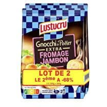 LUSTUCRU Gnocchi à poêler  Extra jambon fromage  - Lot de 2x280 g dont le 2ème à 68%