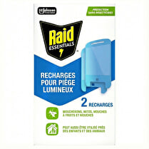 RAID ESSENTIALS, Recharges pour piège lumineux moucherons, mites, mouches à fruit et mouches x2