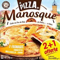 DE MANOSQUE Pizza 3 fromages - 2 x 400 g + 1 offerte soit 1.2 kg