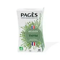 Pagès, Infusion bio thym cultivé en France x 20 sachets