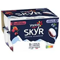 Yoplait, SKYR 0 %  sur lit aux myrtilles ou fruits rouges
