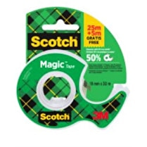 Scotch, Ruban  Magic  25 mm x 19 mm 1 rouleau dévidoir + 5 mètres offerts