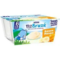 Nestlé, P tit brassé ssa banane mangue dès 6 mois x 4