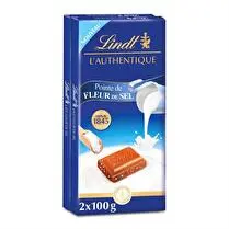Lindt, Tablette chocolat authentique au  lait. Pointe de fleur de sel