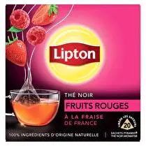 Lipton, Thé noir Fruits rouges à la fraise de France - 20 sachets pyramide