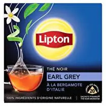 Lipton, Thé noir earl grey A la bergamote de Sicile - 20 sachets pyramide