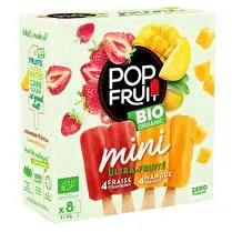 Pop Fruit, Bâtonnets glacés mini sorbet fraise et mangue Bio