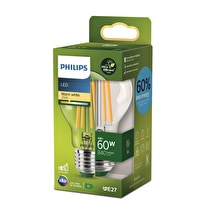 Philips, Ampoule LED ultra efficient 60w blanc chaud claire non dimmable