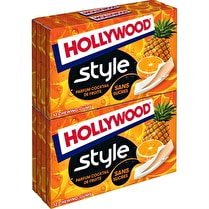 Hollywood, Chewing-gums Parfum cocktail de fruits Sans sucres - 4 x 12 tablettes
