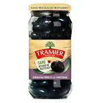 Tramier, Olives noires à la grecque dénoyautées sans résidus de pesticides