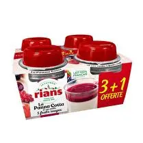 Rians, Panna cotta Coulis de fruits rouges - le lot de 3 + 1 offert soit 480 g