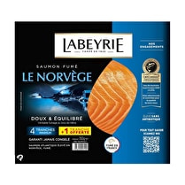 Labeyrie, Saumon atlantique fumé Norvège 4 tranches + 1 offerte