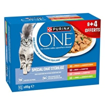 Purina, Chat stérilisé Effilés en sauce boeuf, poulet - 8 + 4 offert soit 12 x 85 g