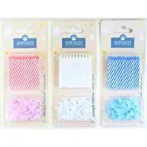 Devineau, 20 bougies et 20 bobèches Blanc, Rose ou Bleu