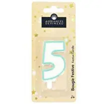 Devineau, Bougie chiffre pailletté avec pied N°5
