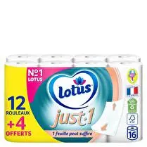 Lotus, Papier toilette  Just 1 blanc  - 12 + 4 offerts