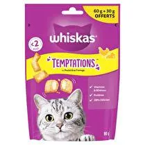 Whiskas, Friandises pour chat adulte Au poulet et au fromage - 60 + 30 g offerts