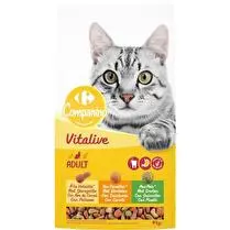 Carrefour, Croquettes pour chat Adulte à la volaille, aux carottes & aux pois