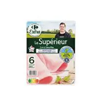 Filière Qualité Carrefour, Jambon supérieur cuit à l'étouffée - 6 tranches