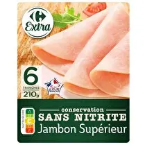 Carrefour, Jambon supérieur conservation sans nitrite  x6 tranches