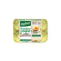 Matines, 6 oeufs matines fraicheur coque issus de poules élevées au sol calibre gros très gros