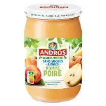 Andros, Compote sans sucres ajoutés pomme poire bocal