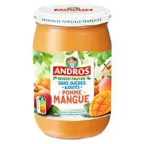 Andros, Compote sans sucres ajoutés  pomme mangue bocal